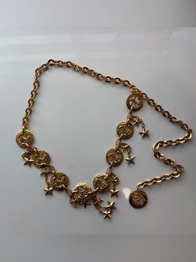 Vintage St. John Cruise Chain Belt 42” Gold Tone Nautical Anchor Star Charm 90s